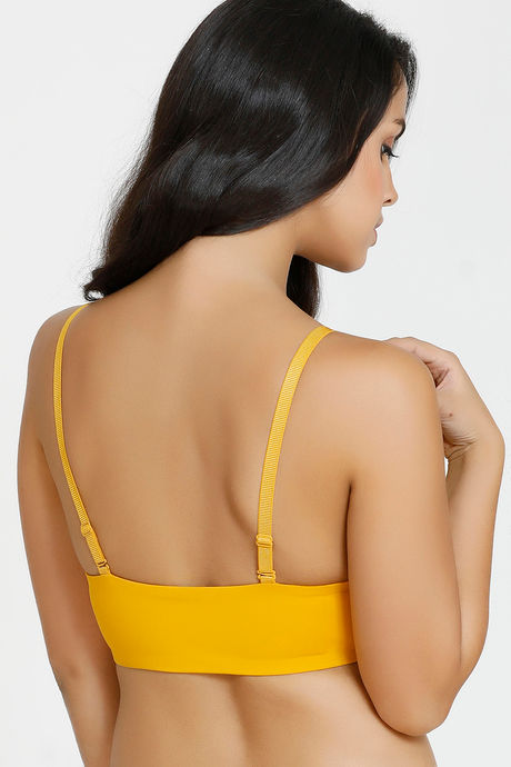 Zivame Vintage Lace Double Layered Non Wired Medium Coverage Bralette - Golden Yellow — image 2